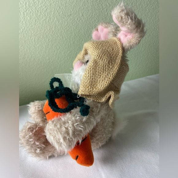 Vintage Neutral Easter Bunny Rabbit with colorful vibrant carrot - Picture 3 of 9
